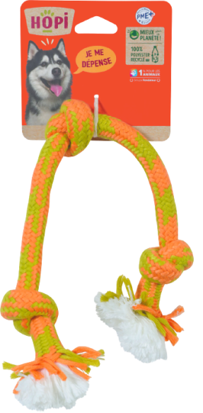 CORDE 3 NOEUDS 38CM COULEUR