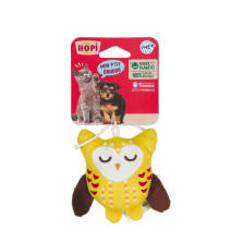 PELUCHE CHOUETTE JAUNE RECYCLEE