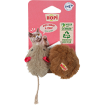 SOURIS+BALLE FOURRURE RECYCLÉE