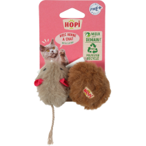 JOUET SOURIS+BALLE FOURRURE RECYCLÉE